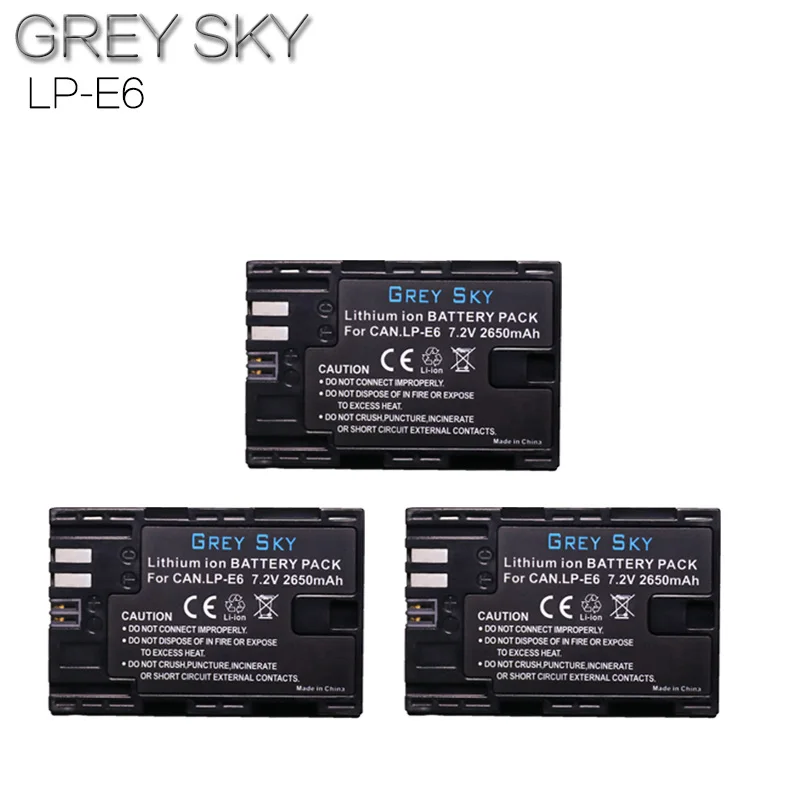 3 battery Для Canon LP-E6 Батарея 7,2 V 2650 мА/ч, Перезаряжаемые Камера Батарея Замена LP E6 LPE6 5D 6D 7D 60D 60Da 70D 80D DSLR - Цвет: 3 battery