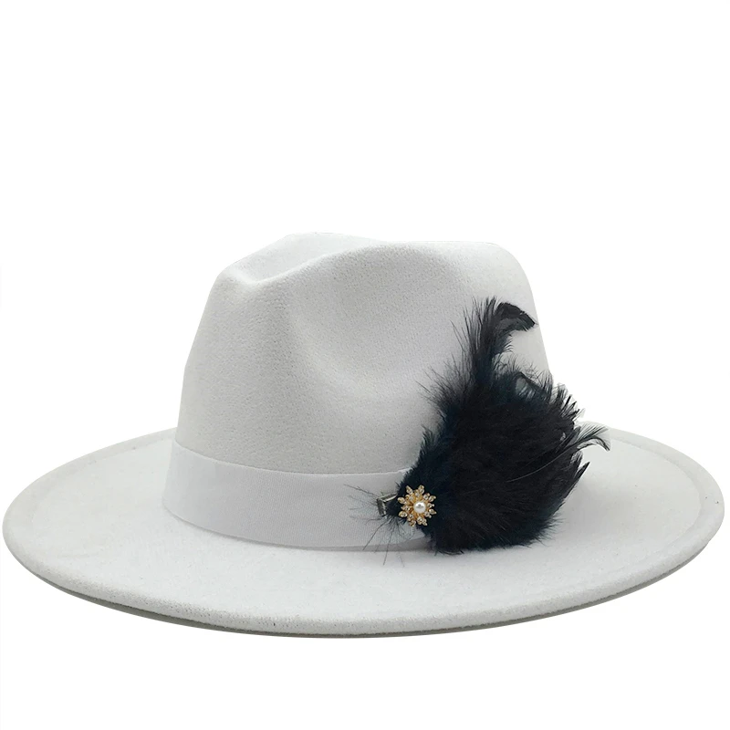 White fedora with feather Clearance