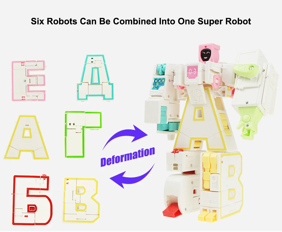 1 шт. Diy Строительные головоломки русский алфавит преобразования робот модель игрушка сборный пазл Развивающие игрушки для детей