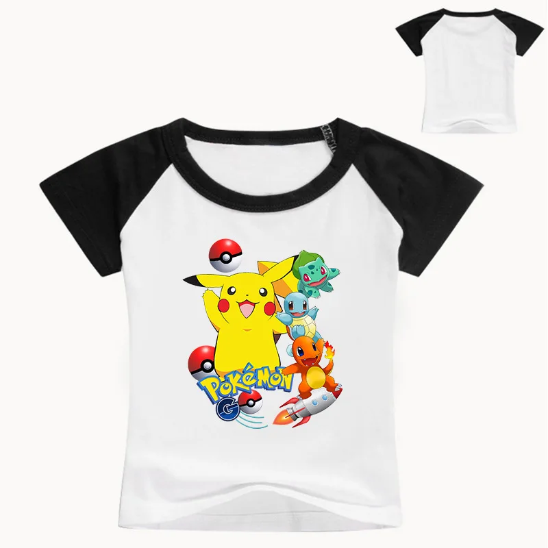 2-13Y Pokemon Go T-shirt Children Summer T-shirts Pikachu Cartoon Teenagers Girls Clothing Baby Boys Short Sleeves Tops Tees
