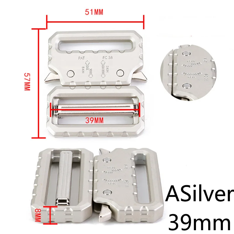 Meetee 1pc/3pcs 26/39mm Zinc Alloy Outdoor Tactical Belt Buckle Head Sliver Black Release Buckle for Webbing Strap DIY Accessory