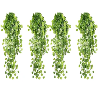 

4Pcs Artificial Ivy Leaf Garland Fake Plants Hanging Begonia Leaves Ivy Garland Wall Decoration Party Wedding Vines
