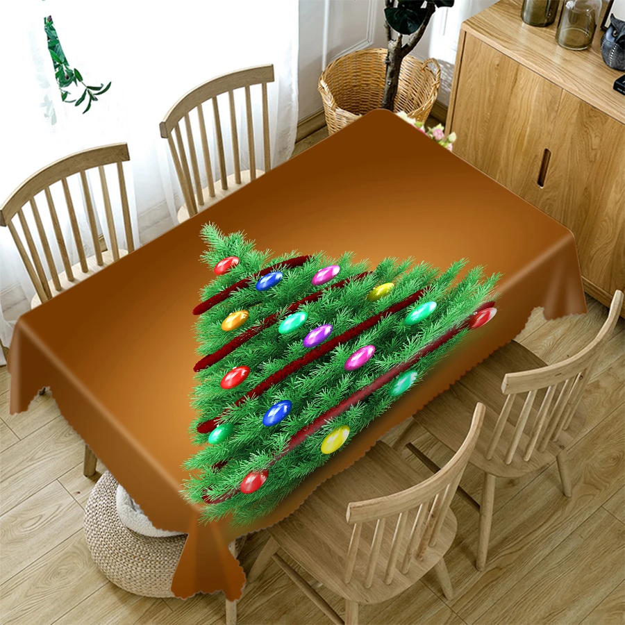 3d скатерть из плотного хлопка с изображением рождественской елки, золотого шара и подарка, прямоугольная/Круглая Скатерть для свадьбы, пикника, вечерние