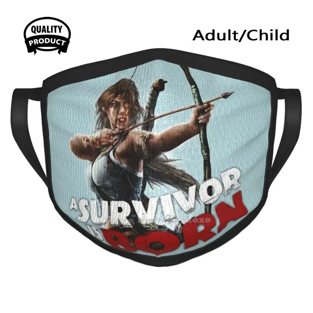 

A Survivor Is Born Fashion Men Women Outdoor Sport Mask Mouth Masks Tomb Raider Lara Croft