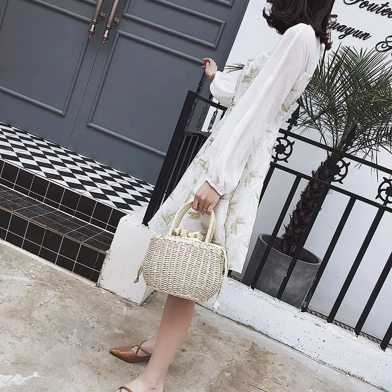 Straw Bags for Women Summer Rattan Bag Handmade Woven Beach Bag Bohemia Handbag Bolsos Fashion Rattan Basket Tote Purse