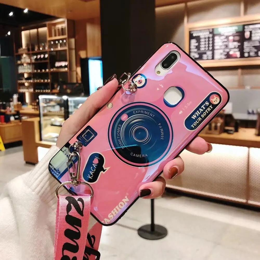 Blu-Ray камера шаблон чехол для телефона для iPhone 11 Pro Max 6 7 8 Plus XR XS Max для samsung S8 9 Plus Note8 с ремешком и браслетом