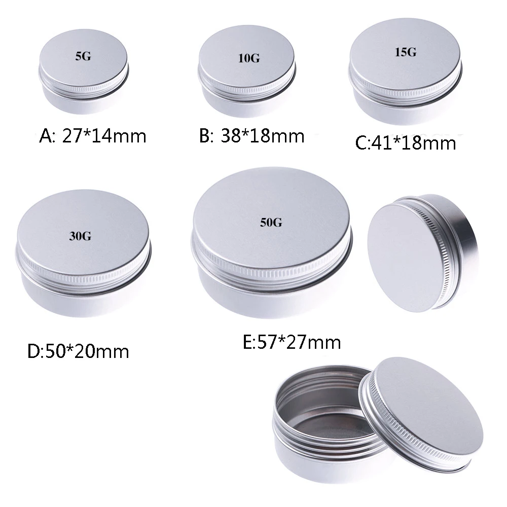 

5/10/15/30/50ml Small Tin Box Mini Metal Box Storage Empty Pot Plain Refillable Bottle Container Screw Top Cosmetic Storage Jars