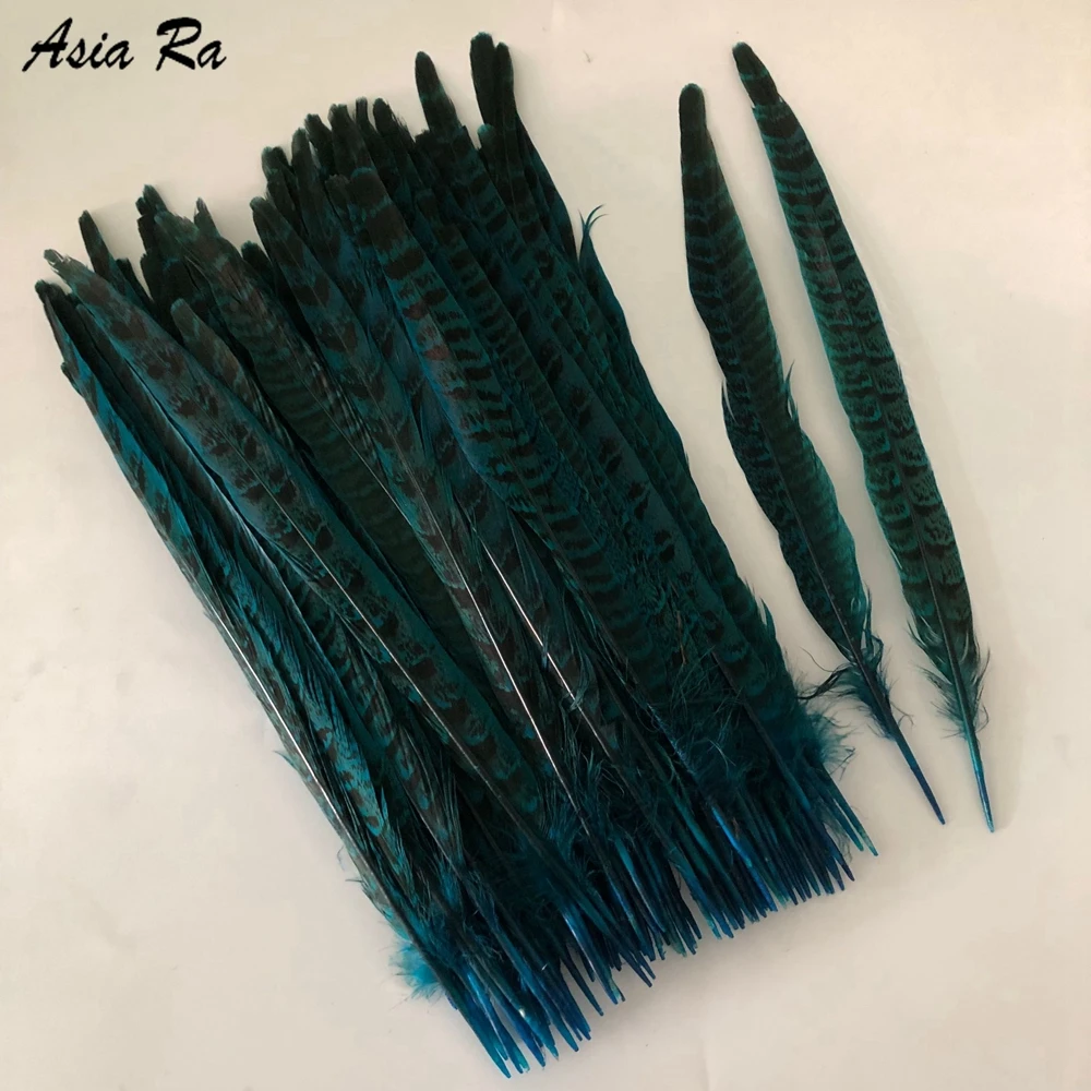turquoise 100 шт./лот перья из хвоста фазана 25-30 см/10-12 дюймов Натуральные женские перья фазана для рукоделия своими руками Свадебные украшения Шлейфы - Цвет: turquoise