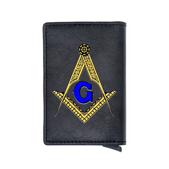 

New Arrivals Free and Accepted Masons Logo Card Holder Wallet Classic Men Women Leather Rfid Aluminum Short Purse