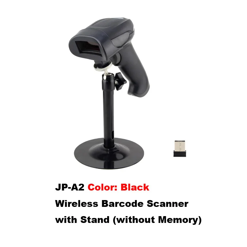 A2 with Stand JP-T2 высокая скорость беспроводной сканер штрих-кодов считыватель ручной 32Bit беспроводной POS Штрих-код сканирования для инвентаризации - Цвет: A2 with Stand