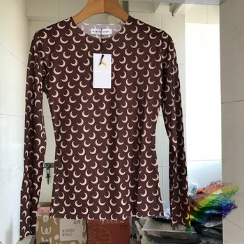 

New Marine Serre Bottoming T Shirt Women Casual Loog Sleeve High Quality Hip-Hop Half moon Tights Marine Serre Girl t Shirt