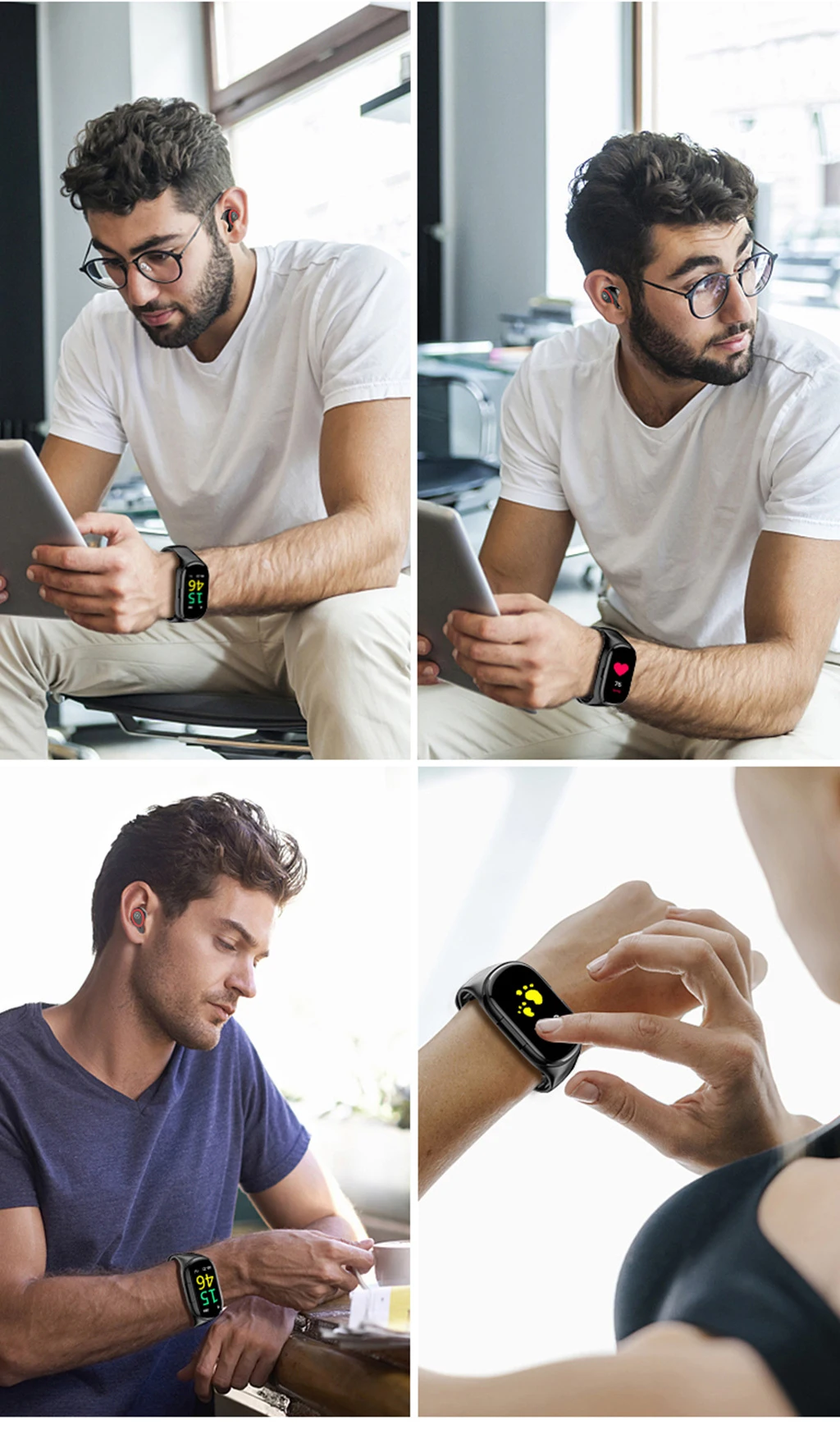 M1 Смарт-браслет Bluetooth гарнитура 2 в 1 браслет монитор сердечного ритма сна с музыкальными наушниками цветной экран
