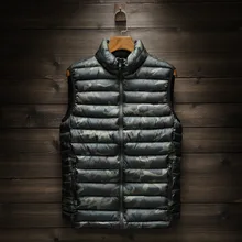 Стиль Модный Камуфляжный жилет корейский стиль мужской воротник-стойка без рукавов шелковое пальто