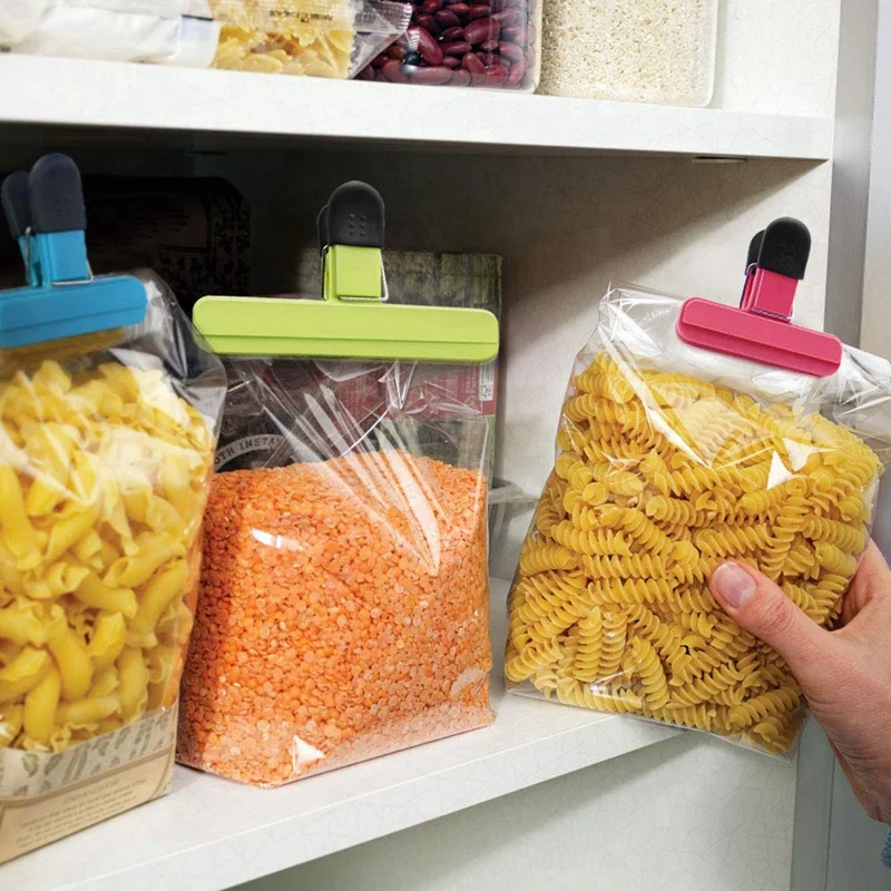 Большие зажимы для мешков для чипов, зажимы для пищевых продуктов, пластиковые сверхпрочные герметичные зажимы разных цветов для кофе, картофеля и пищевых мешков