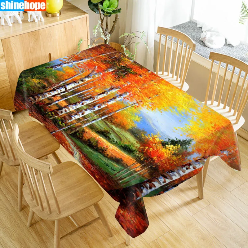 

Beautiful Scenery Painting Table Cloth Oxford Print Waterproof Oilproof Home Rectangular Party Table Cover 100X140cm/140X250cm