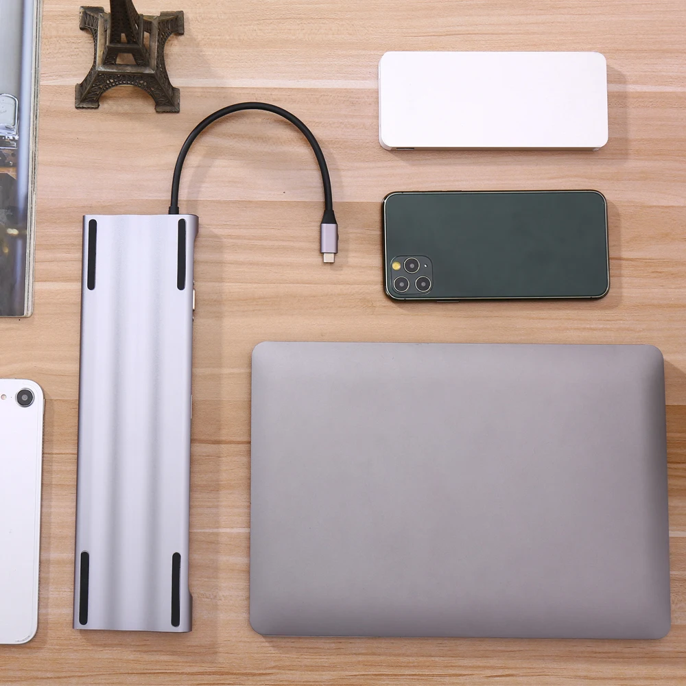 10 в 1 type C концентратор 3,0 USB HDMI RJ45 usb-хаб для MacBook Pro Аксессуары USB разветвитель Мульти 10 портов USB C концентратор адаптер док-станции