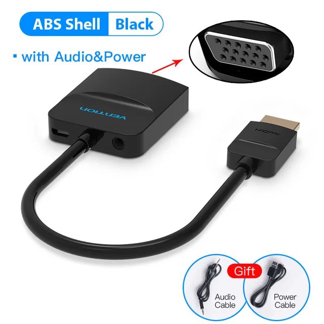 Vention HDMI to HDMI VGA Adapter 4K HDMI Converter HDMI VGA Cable for Laptop PC HDTV PS4 Monitor Projector HDMI to VGA Converter ACHBB Black