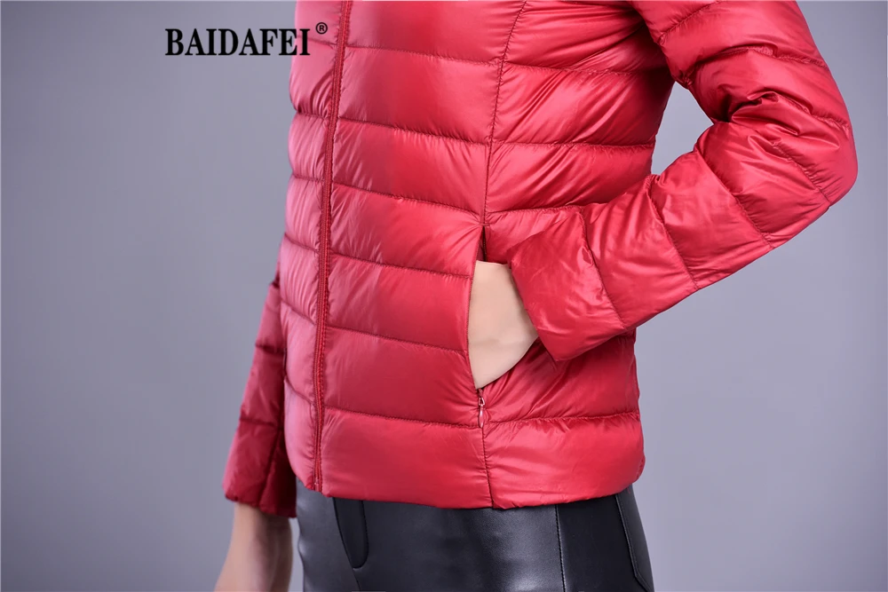 Women's Short Slim Fit Puffer Jacket 2023 New Spring Stand Collar Ultra Light Weight Portable Windproof White Duck Down Coat