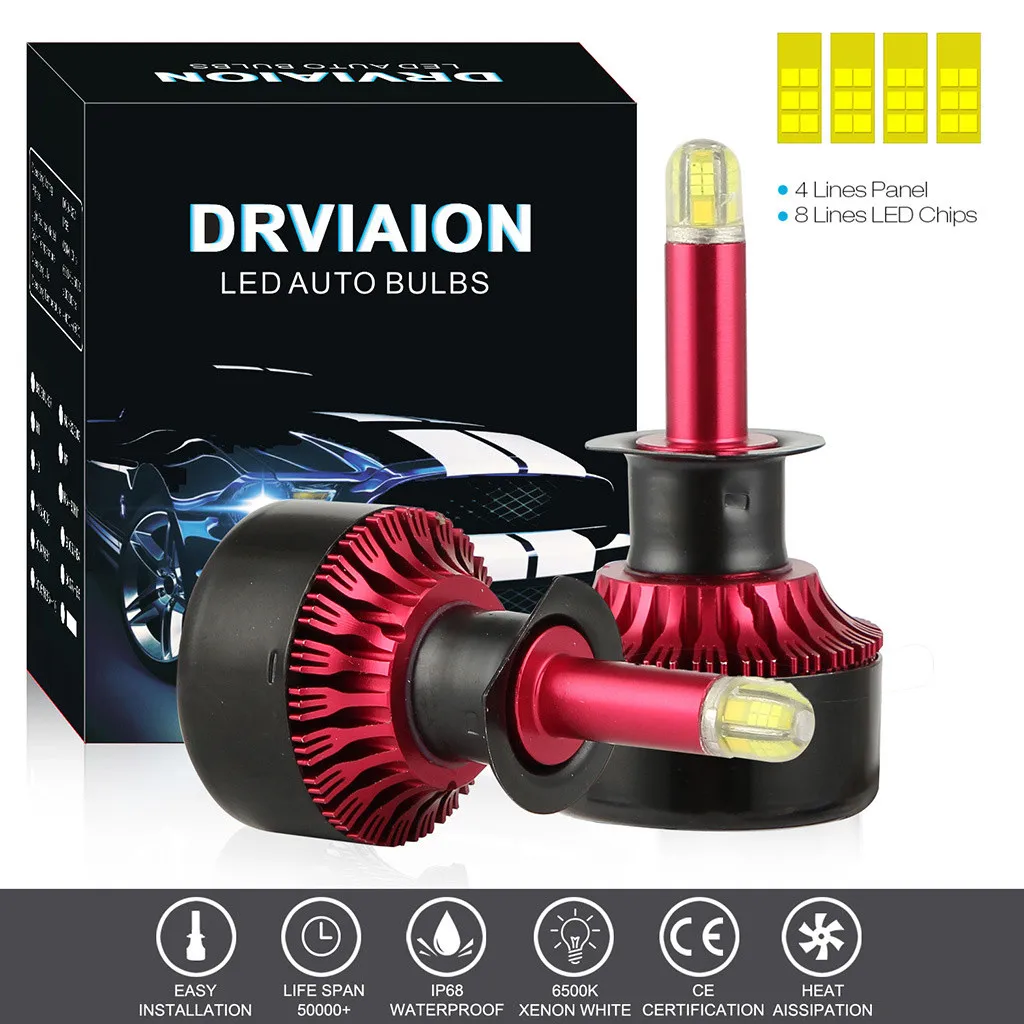 

Car Accessories 8-sides 3D H1LED Headlight Conversion Kit Bulbs 120W 18000LM High Power 6000K H1 LED Lamps For Cars