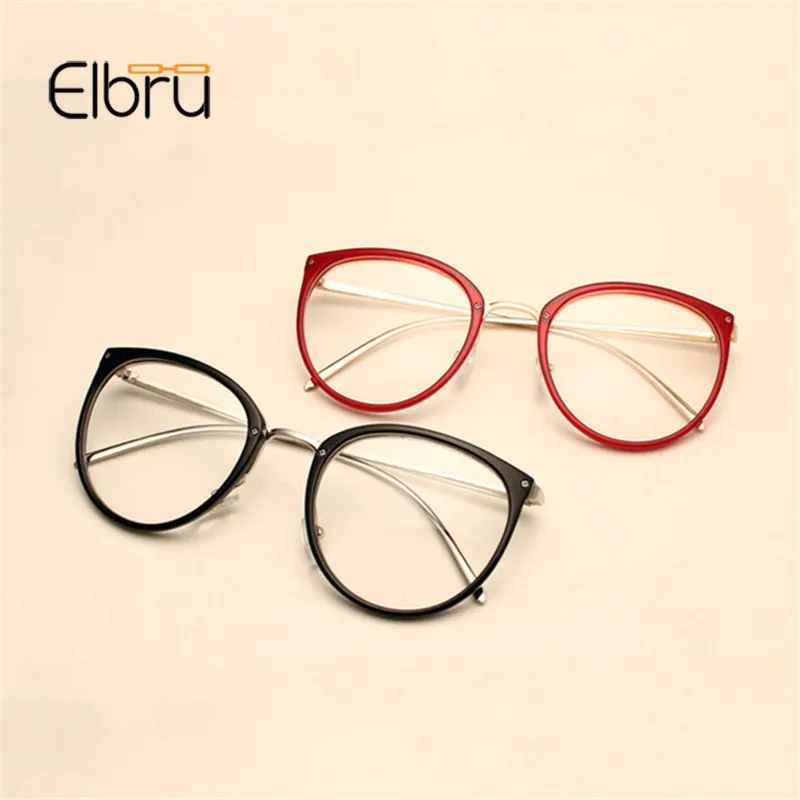 

Elbru Fashion Optical Glasses Transparent Lens Myopia Eyeglasses Women Vintage Metal Spectacles Womens Designer Eyeglass Frames