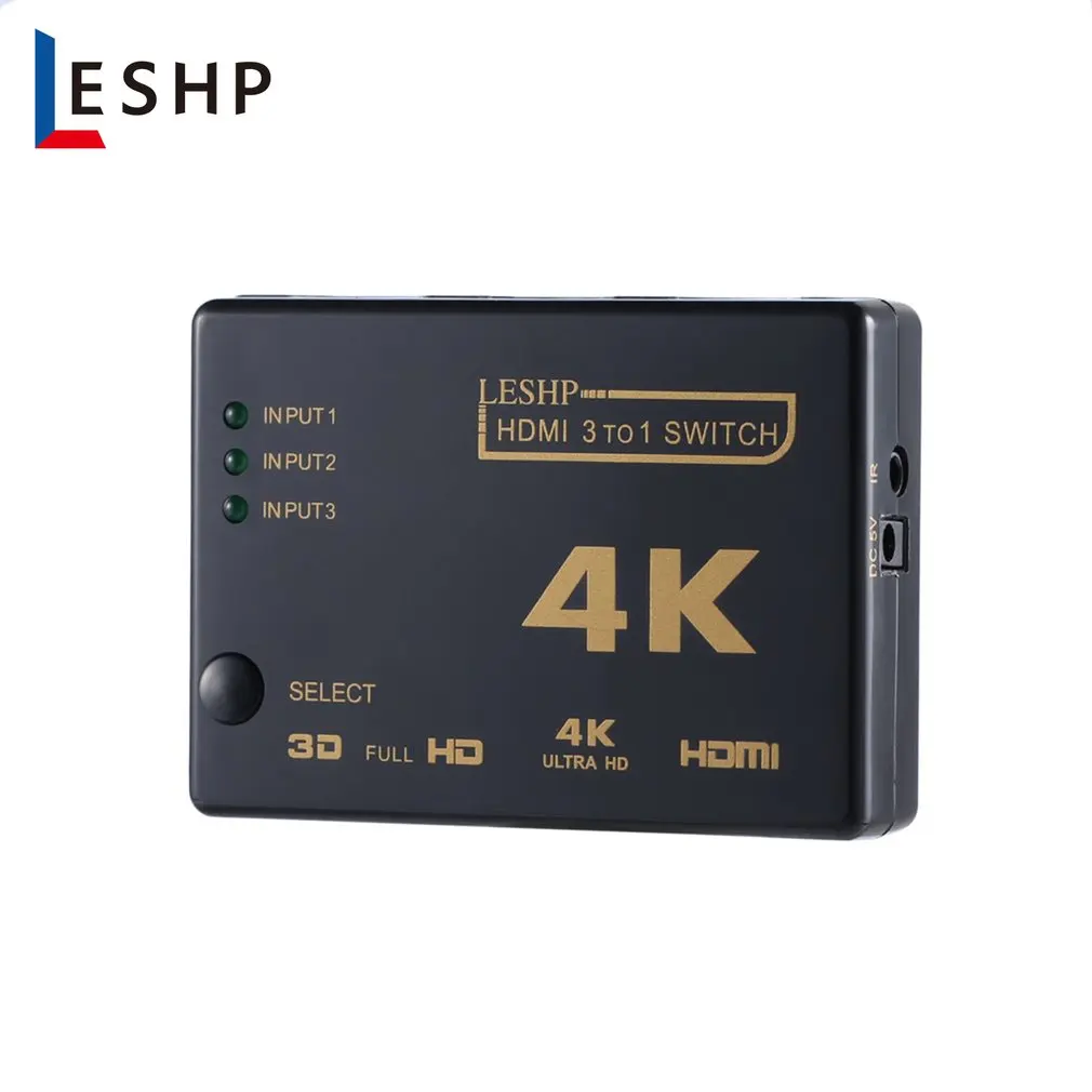 LESHP черный 3-1 4K 1080P HDMI переключатель видео аудио коммутатор разветвитель концентратор для PS4 HD tv HDML1.4b высокое разрешение