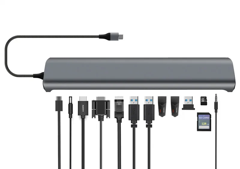 Ajiuyu USB C type C концентратор к USB 3,0 HDMI RJ45 VGA для MacBook Pro Air Аксессуары док сплиттер мульти 13 портов type C концентратор USB-C