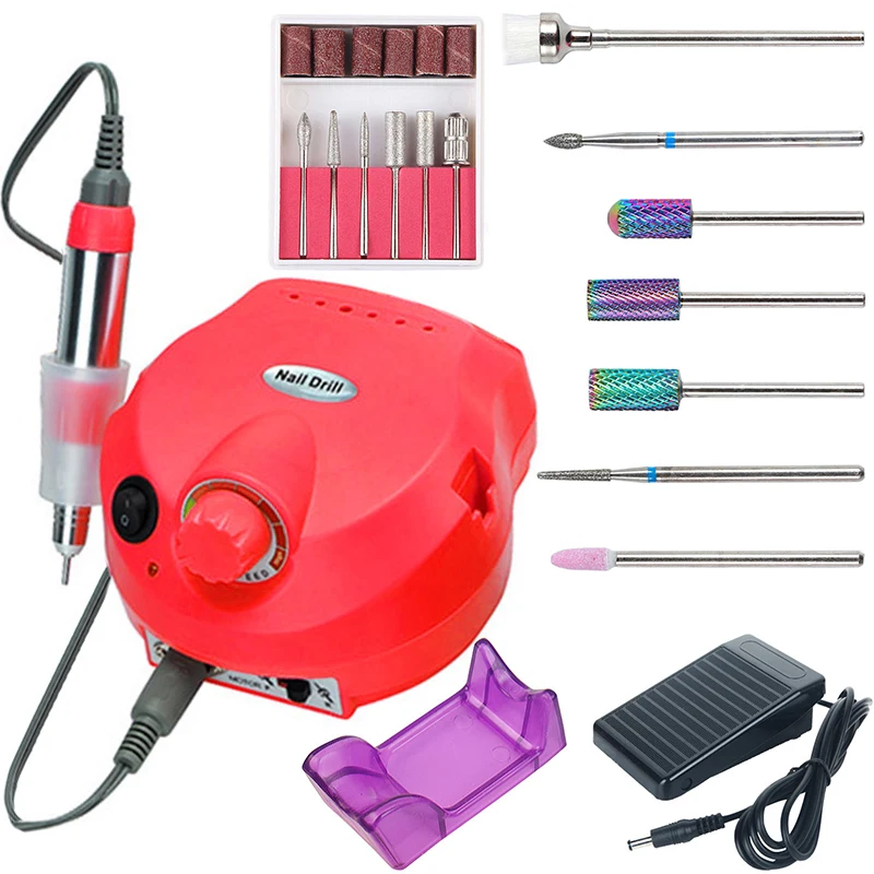 

35000/20000 RPM Electric Nail Drill Machine Carbide Ceramic Bits Set for Manicure Pedicure Tips Gel Remover Electric Nail File