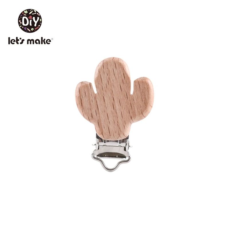 Let's Make Wooden Rodent Pacifier Clip Hole 10pcs Maple Beech Printing Animal Custom Logo Cartoon Animal Food Grade Baby Teether