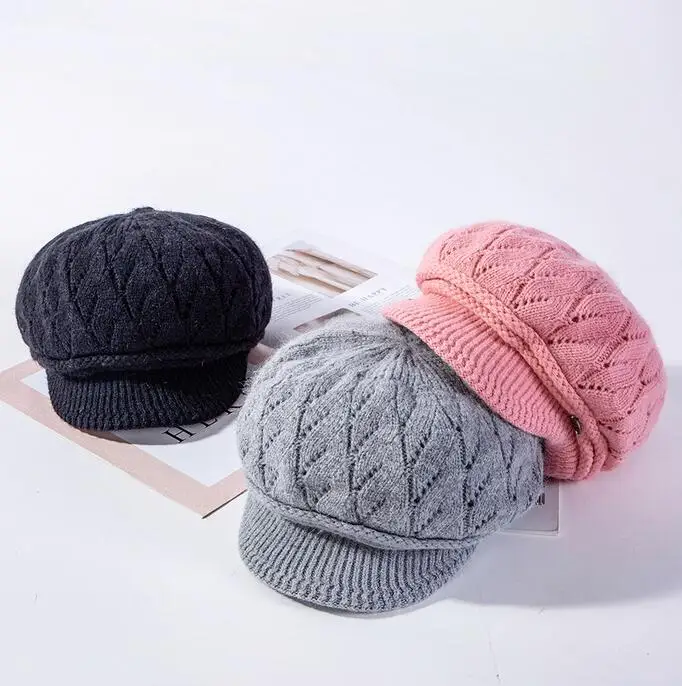 Зимняя шапка для женщин Skullies Beanie Hat Женская зимняя маска для волос с кроликом Балаклава Gorras cap s вязаная шапка