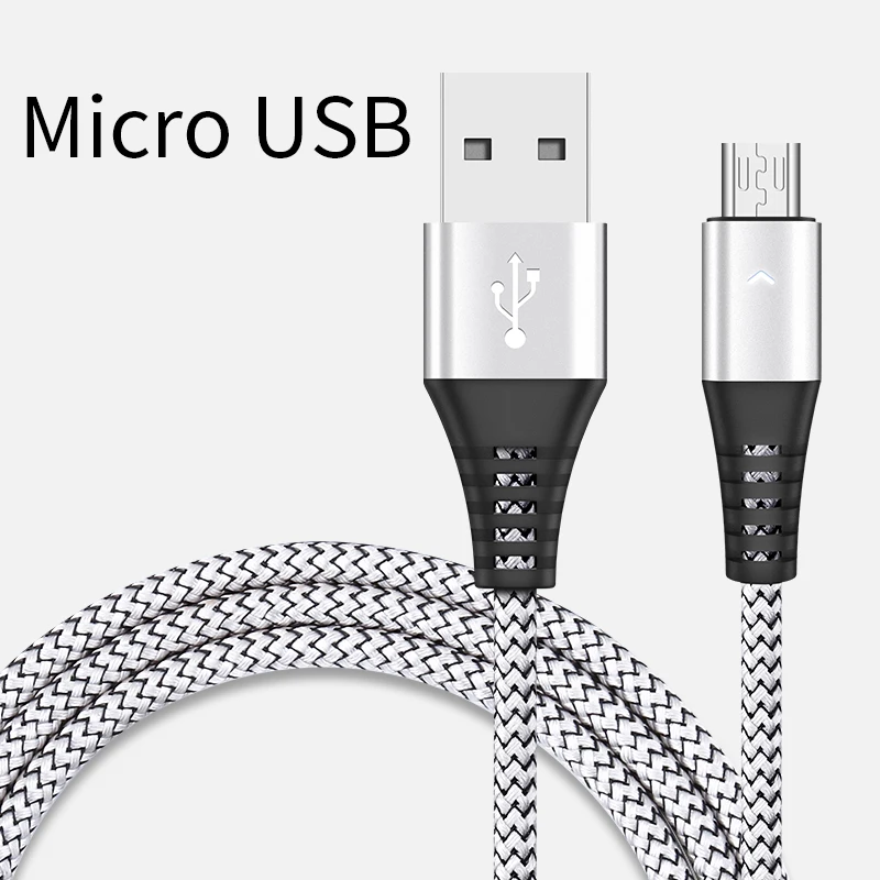 HANNORD Micro USB кабель для быстрой зарядки 1,2 A Светодиодный индикатор 1,8/м данных Syn нейлоновый плетеный шнур для зарядки телефона Android - Цвет: Silver