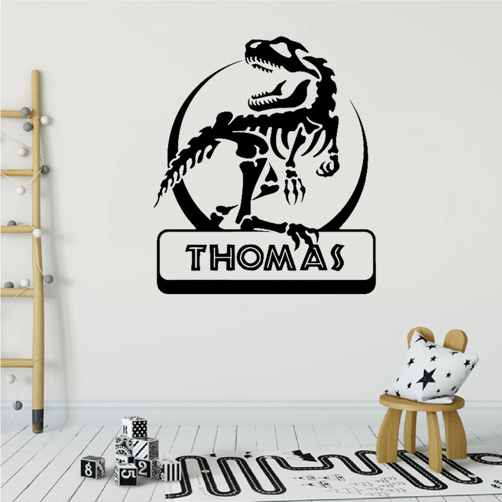 Nome Personalizzato Jurassic T Rex Dinosaur Wall Sticker Vinile Home Nursery Decor Per Camera Dei Bambini Ragazzi Camera Da Letto Nursery Decalcomanie