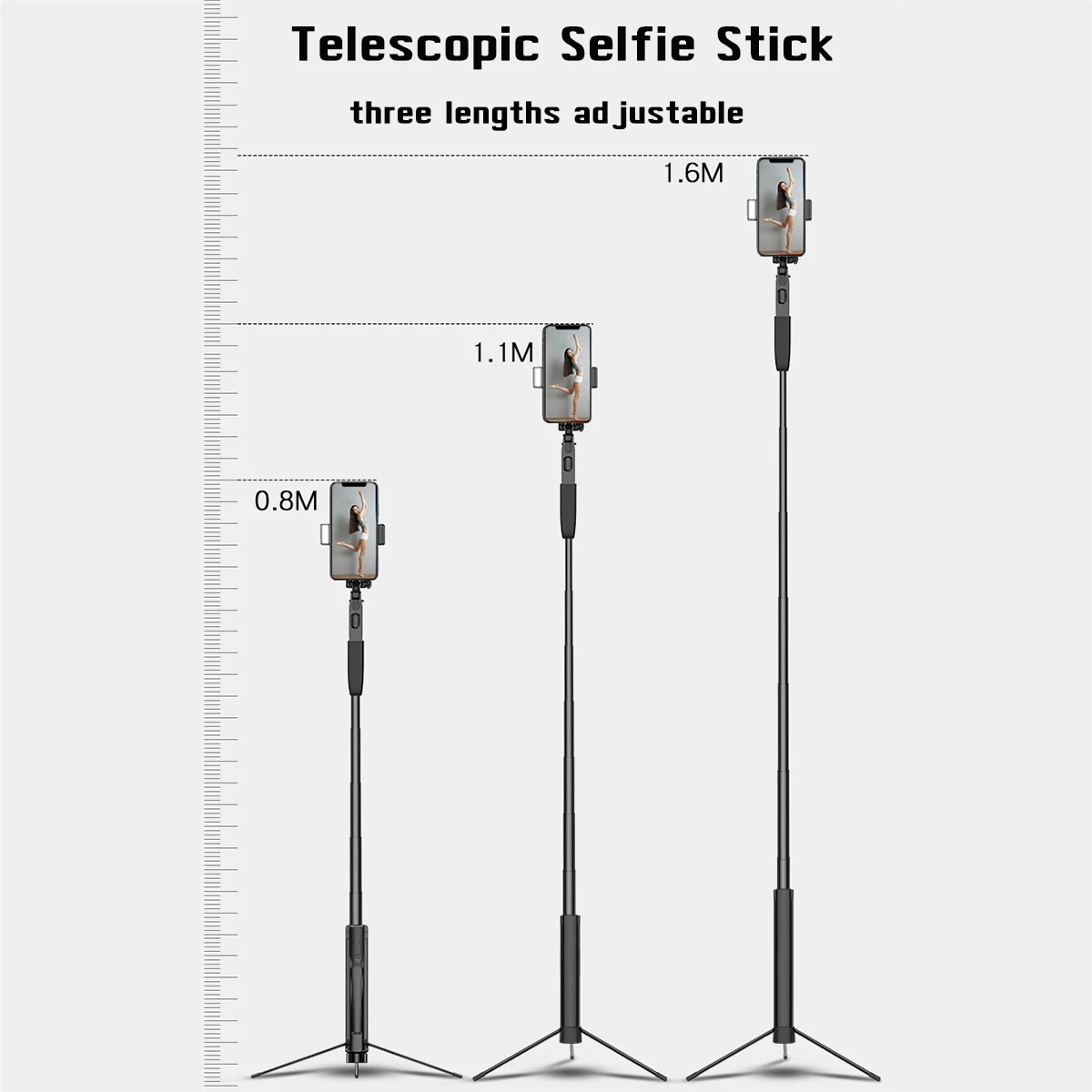 Детская одежда на рост 80, 110/160 см новые Беспроводной bluetooth selfie Stick 3 в 1 раздвижной поративный монопод, мини-штатив с bluetooth пульт дистанционного спуска затвора palo selfie