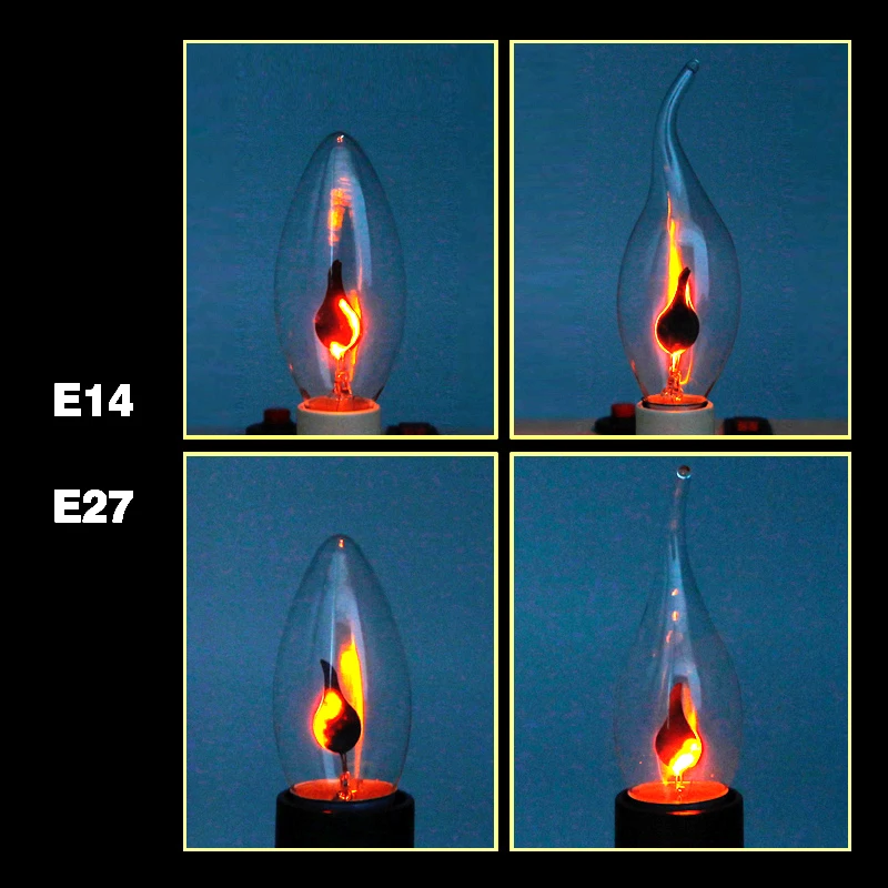 10 шт., винтажный светодиодный светильник-свеча, лампа с пламенем, E27, E14, светодиодный светильник с эффектом мерцания, домашний декор, лампада, ампула, светодиодный светильник в стиле ретро