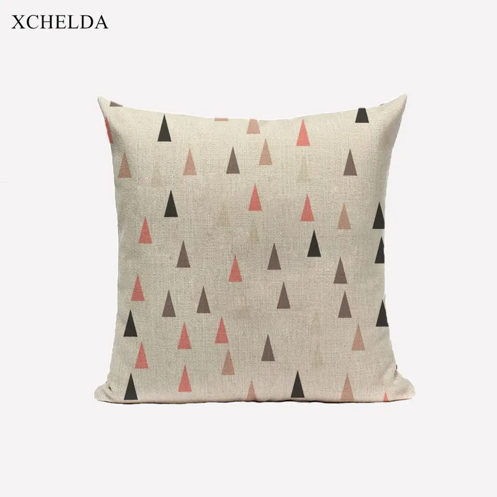 Linen Cushion Cover Black Scandinavian Style Geometric Nordic 45*45 Home Decorative Pillow Case Pillowcase for Sofa Car Seat