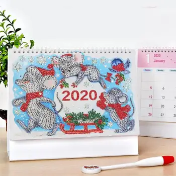 

2020 Table Calendar DIY Mouse Special Shaped Diamond Painting Mini Schedule Creative Desk Table Dates Reminder Timetable Planner