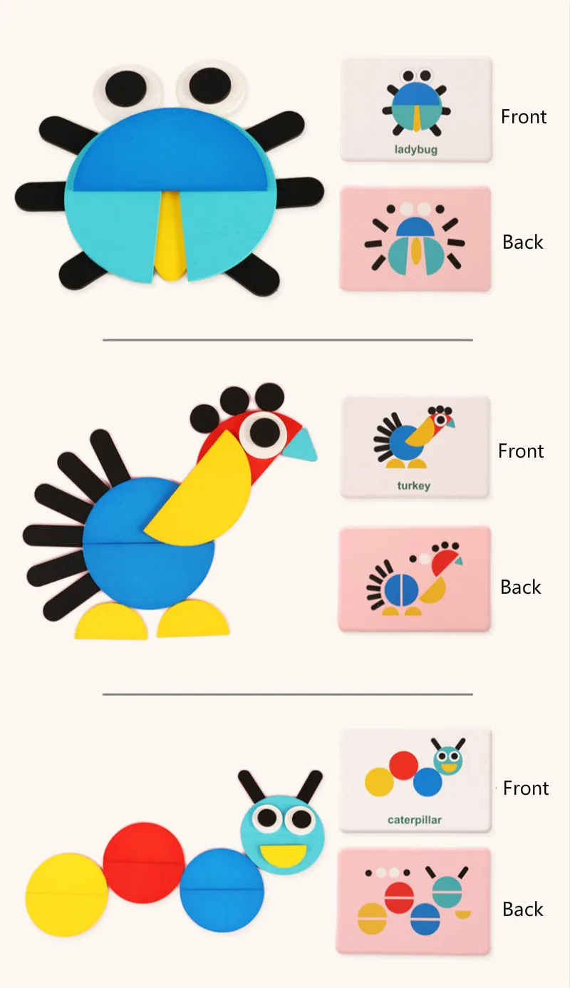 Деревянные игрушки деревянный Узор Животные головоломки сортировки и укладки игры Монтессори Развивающие игрушки для малышей