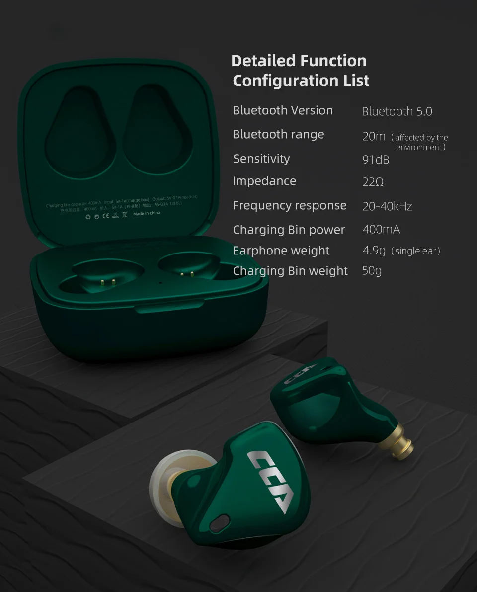 CCA CX10 1DD+4BA Hybrid Driver 5.0 Bluetooth True