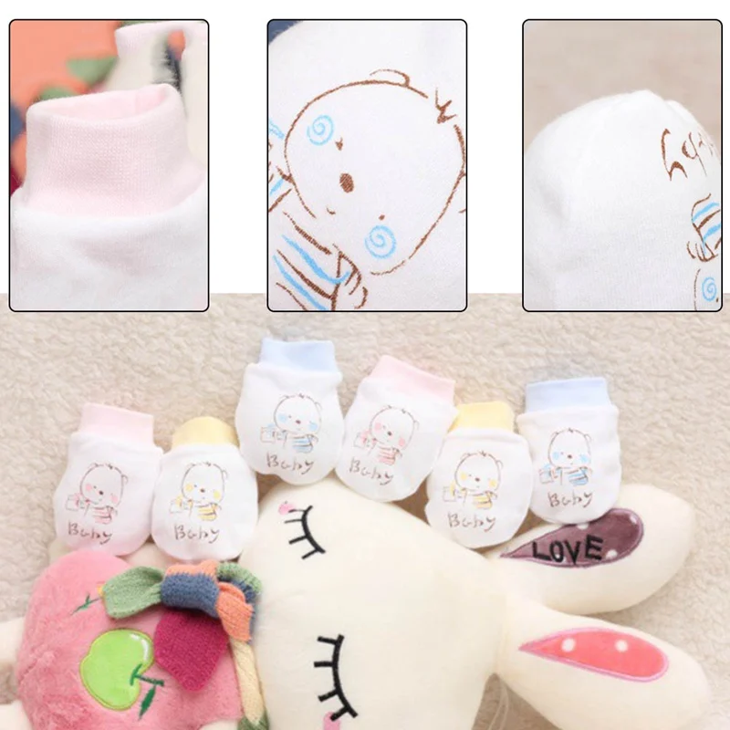 1 Pairs Cute Cartoon Baby Infant Boys Girls Anti Scratch Mittens Soft Gloves Baby Gloves
