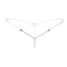 Сексуальные женские стринги с жемчугом, эластичные плавки, открытая промежность, стринги, бесшовное массажное нижнее белье, сексуальные экзотические трусики с жемчугом