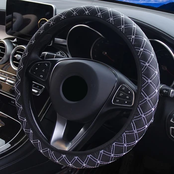 

Car Steering Wheel Cover PU Leather 38cm Non-Slip Protection Cover Decor 1pcs All Seasons