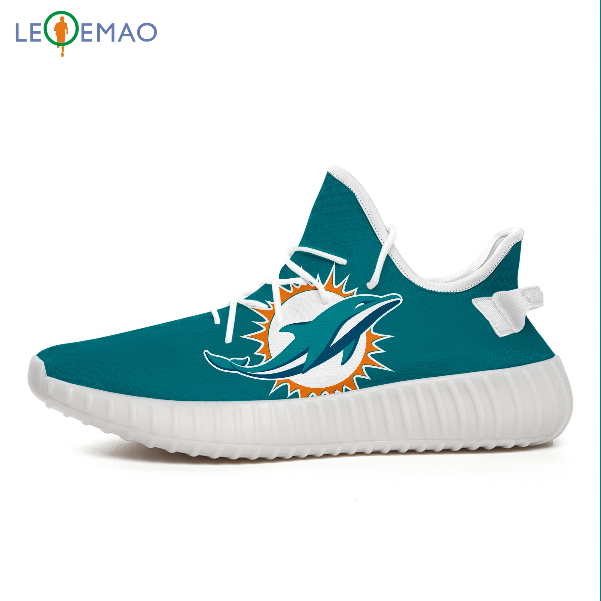 LEQEMAO/мужские и женские Прогулочные кроссовки для фанатов в Майями Dolphins Sport Air Мужские Женские кроссовки Yeezys Boost 350 V2 на заказ