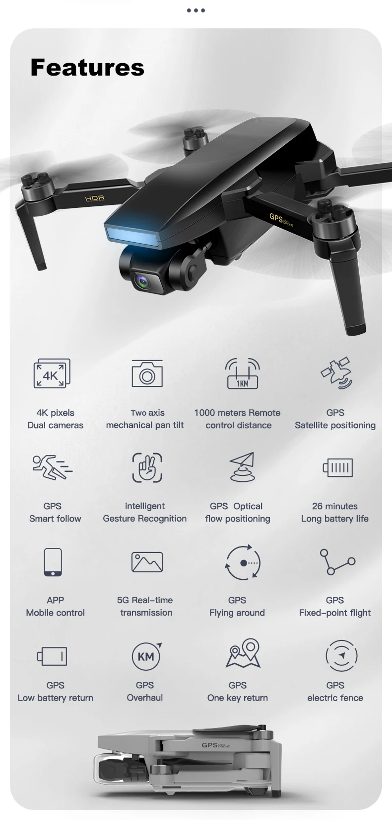 KCX 1KM S3 Pro 2-Axis Gimbal Camera Drones 4K GPS Professional Brushless 5G WiFi FPV Long Distance Quadcopter Drone PK SG906Pro