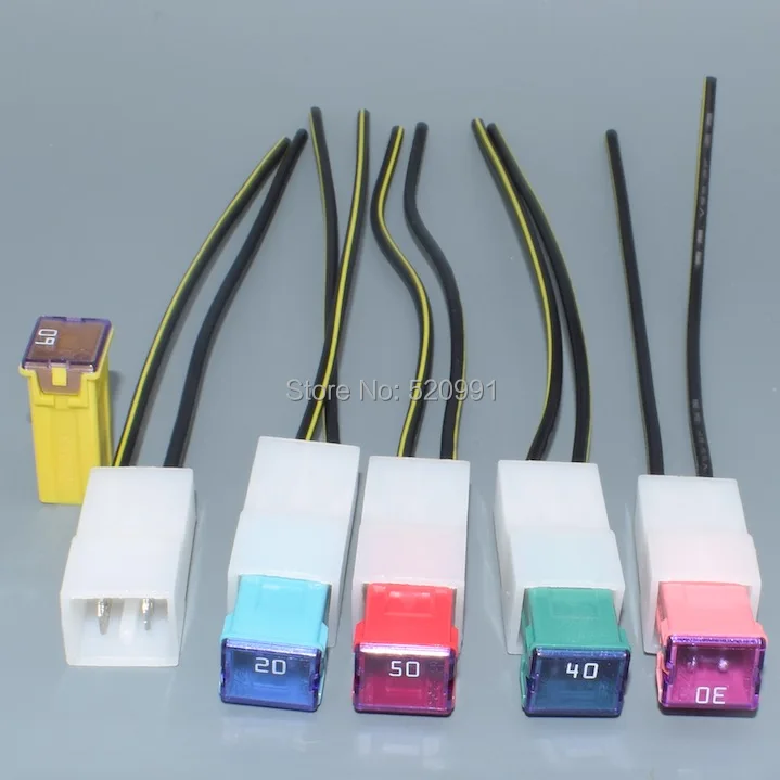 shhworldsea 1set =1pcs fuse +1pcs fuse box Mini Square Fuse 20A 25A 30A 40A 50A 60A Auto Fuse Plastic Box Assortment Auto