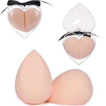 

2pcs/set Makeup Sponge Heart-Shape Box Non-Latex Material Cosmetic Puff Powder Foundation Use Beauty Make Up Tools