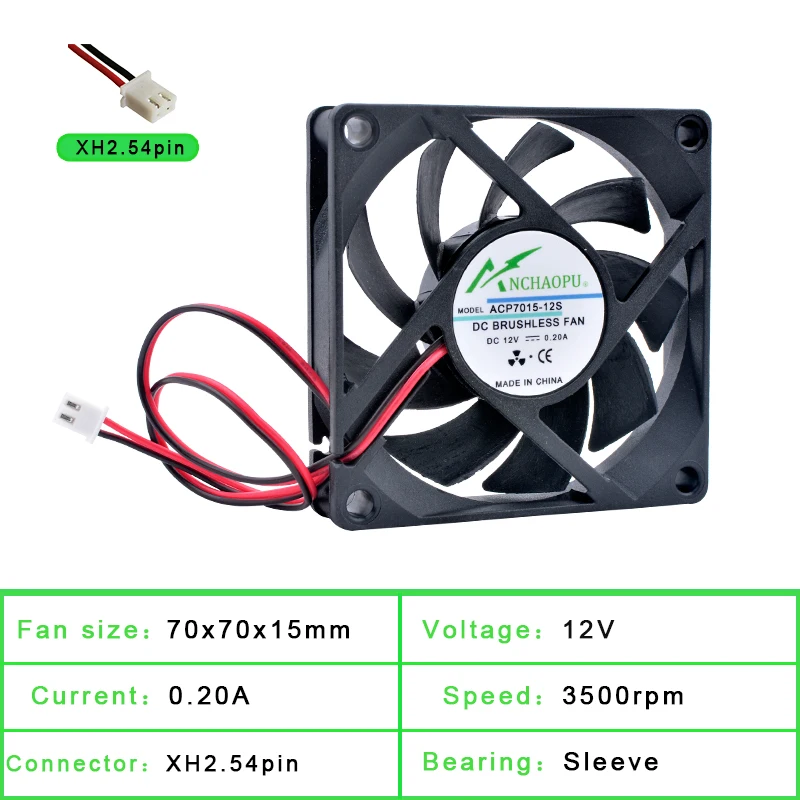 7015 Lüfter Gehäuselüfter 70mm 12V Axiallüfter Lüfter 25 DB 2Pin Molex 2200RPM E - Foto 10