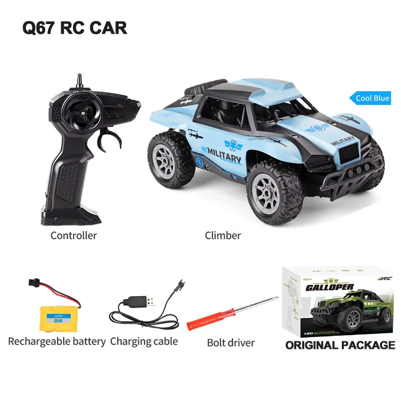 Q67 BLUE OriginalBOX Мини-пульт дистанционного управления автомобиль внедорожный Радиоуправляемый автомобиль Рок Гусеничный 1:20 2,4 г 12 м/ч высокоскоростной мини RC монстр 4WD радиоуправляемые автомобили - Цвет: Q67 BLUE OriginalBOX