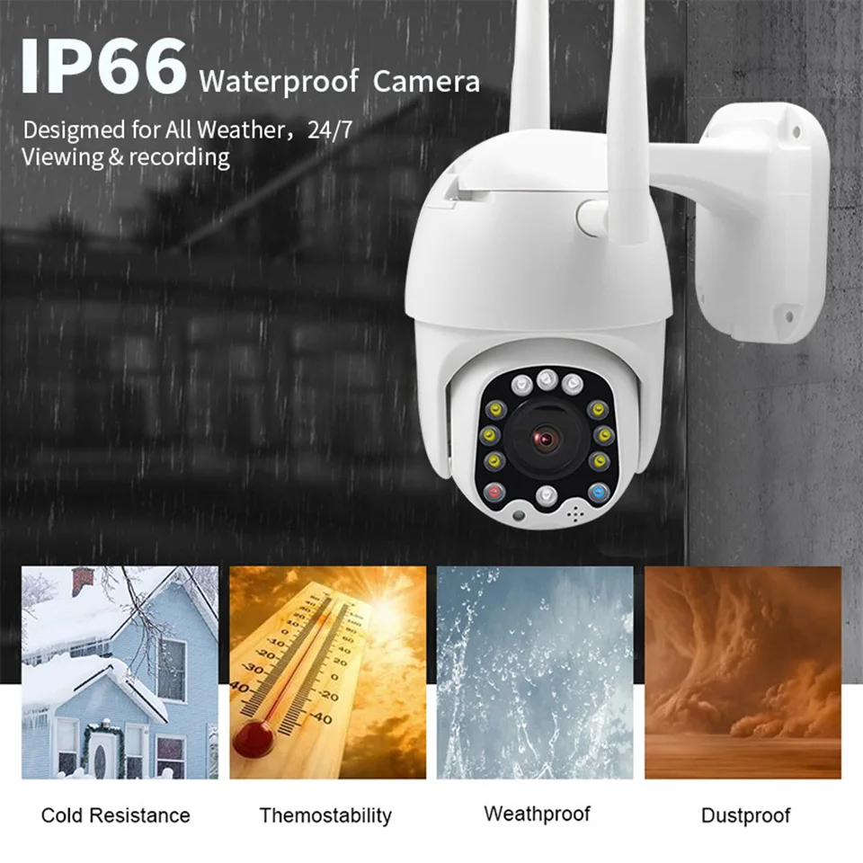 1080P PTZ IP Camera Wifi Outdoor Speed Dome Waterproof Wireless Surveillance Camera Pan Tilt 4X Digital Zoom 2MP Network CCTV