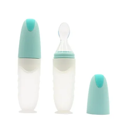 90ml Baby Squeezing Feeding Spoon Silicone Feeding Bottle Training Spoon Infant Cereal Food Spoon Infant Cereal Supplement