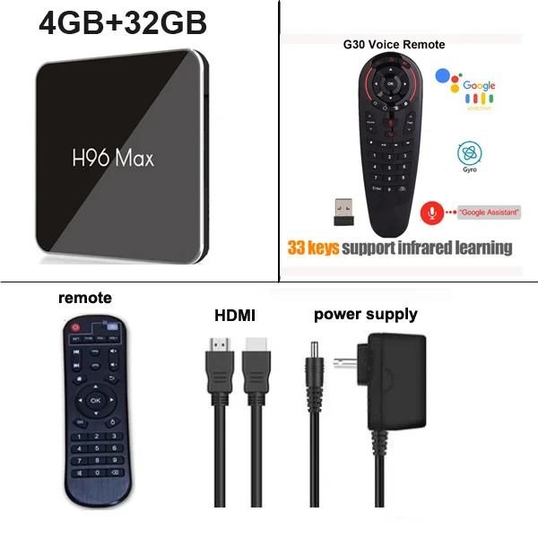 4G 32G G30 H96 Max X2 Smart Android 9,0 ТВ приставка Amlogic S905X2 4 Гб ОЗУ 32 Гб 64 Гб ПЗУ четырехъядерный 2,4 г/5 ГГц Wifi BT H.265 4K H96 MAX - Цвет: 4G 32G G30