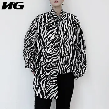 

HG Print Pattern Shirt Women 2020 Autumn Casual Fashion Style Temperament All match Turn Down Collar Full Sleeve Blouse ZP2400
